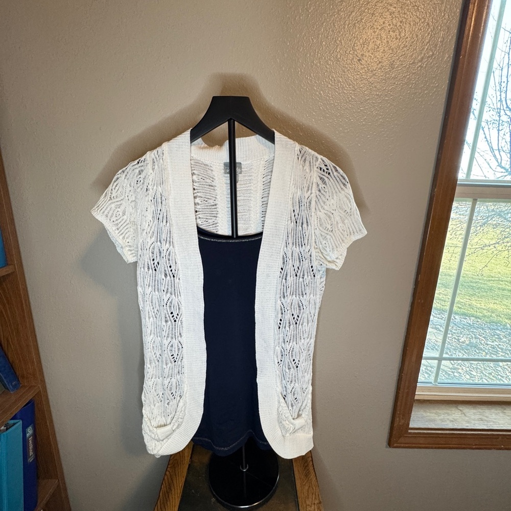 Vanity White Open-Knit Cardigan